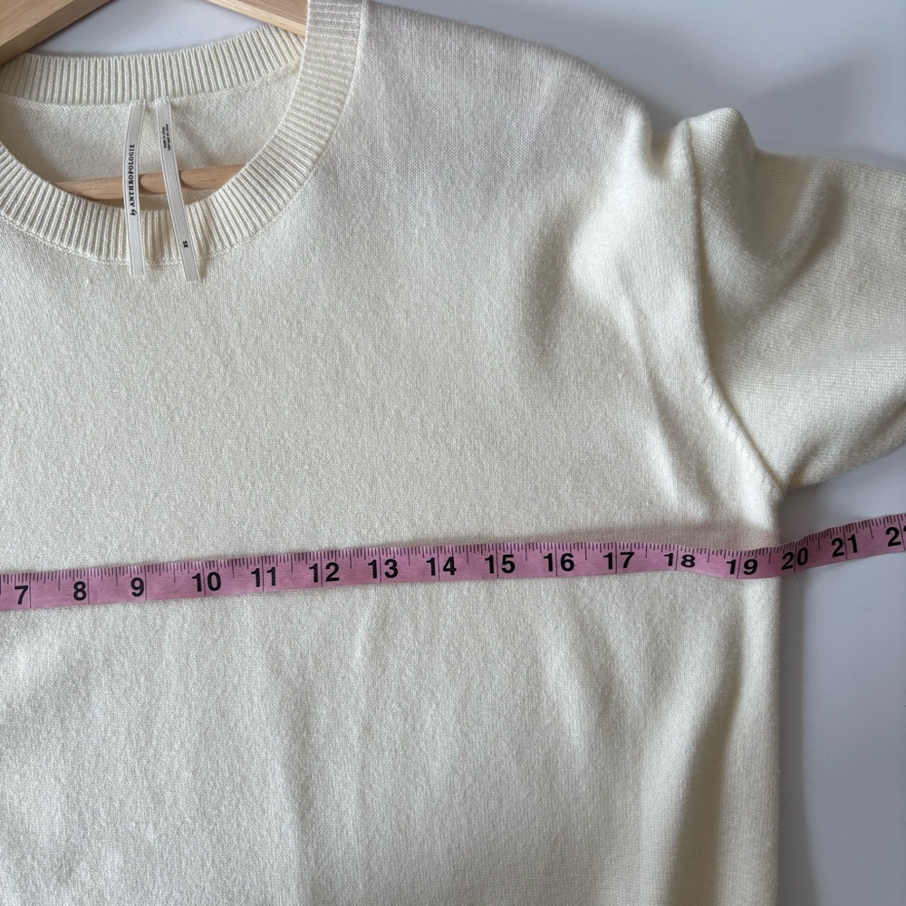 Anthropologie || Pleated Twofer Sweater Dress Satin Metallic Cream Ivory‎ XS - Picture 7 of 9